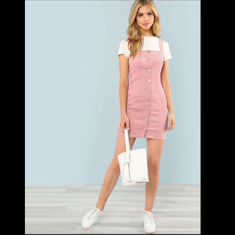 Button cord overall dress